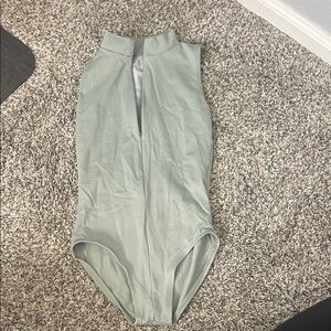 Kids Sleeveless Leotard - Sage Green